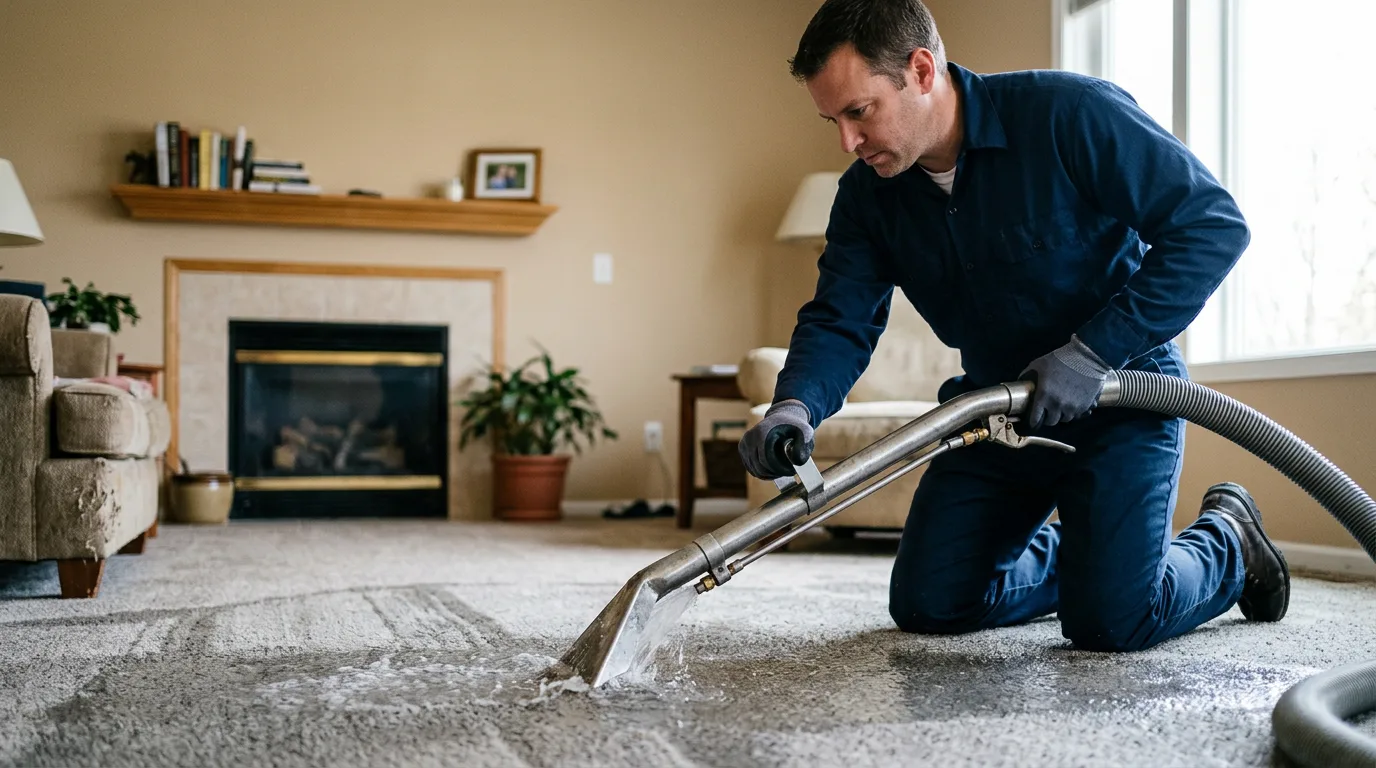 Water damage restoration technician working near Oregonia, OH